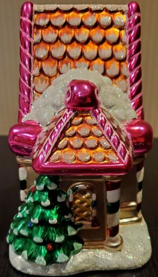 Christopher Radko 2005 2 - piece Glass Gingerbread House Candy / Cookie Jar 3