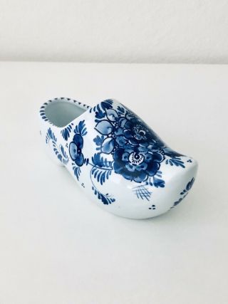 Delft Blauw Blue 7” Porcelain Dutch Porcelaine Shoe Planter Handmade In Holland