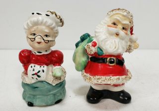 Vintage Lefton Santa & Mrs Claus S & P Shakers/figurines Signed W/ Box