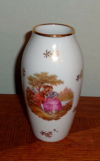 Limoges French Porcelain Miniature Hand Painted 5 Inch Vase Close - Out Item