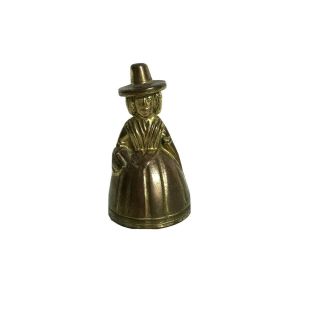 Vintage Crinoline Lady Miniature 5cm Brass Bell In Lovely - Figural