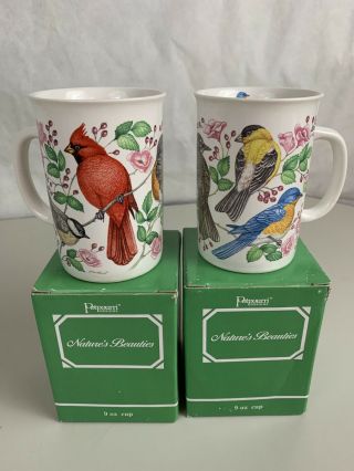 Set Two Potpourri Natures Beauties Birds Coffee Tea Cocoa Mug Cup
