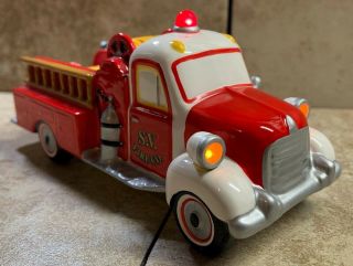 Department 56 Snow Village Fire Truck Engine S.  V.  Fire Company Lights Christmas