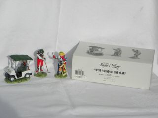 Dept.  56 Snow Village Accessory 3 Pc.  Set “first Round Of The Year” 54936 W/box