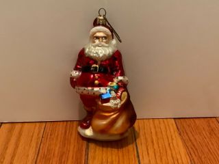 Christopher Radko On The Lookout/ Watching Santa In Red Suit Christmas Ornament