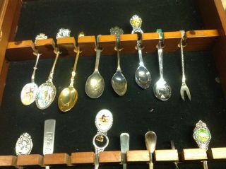 Spoon Display Case Glass Door Wood Wall Cabinet With 15 Spoons