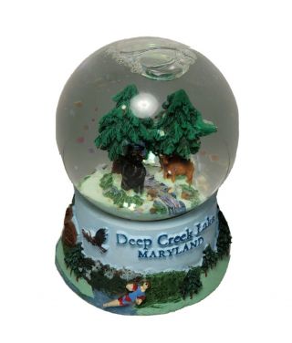 Vintage Deep Creek Lake Maryland Outdoors Souvenir Travel Miniature Snow Globe