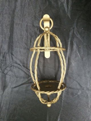 Vtg Homco Home Interiors Gold Metal Twisted Rope Wall Sconce Candle Holder