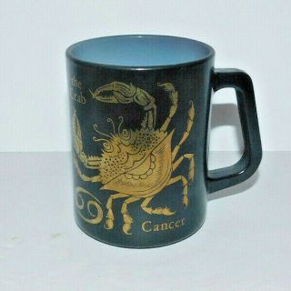 Vintage Federal Glass Zodiac Milk Glass Coffe Mug Cancer Symbol