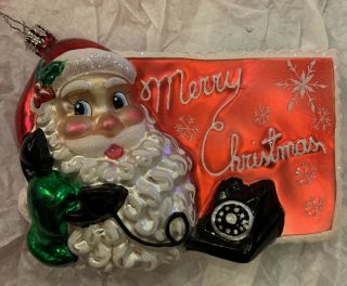 Christopher Radko Santa Black Telephone Phone Postcard 2004 Ornament Collectible