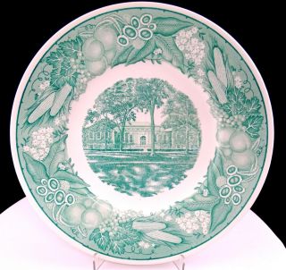 Wedgwood Etruria England Green And White Ohio University 10 3/4 " Library Plate