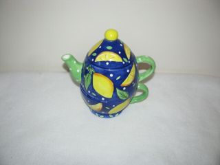 Bella Casa By Ganz Covered Teapot With Cup Hand Painted Lemon Design