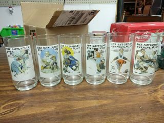 Norman Rockwell Saturday Evening Post Arby’s Collector’s Series Glasses Set Of 6
