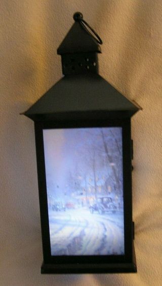 Thomas Kinkade Winter Scenes Indoor Flameless Coach Lantern 6 Hour Timer