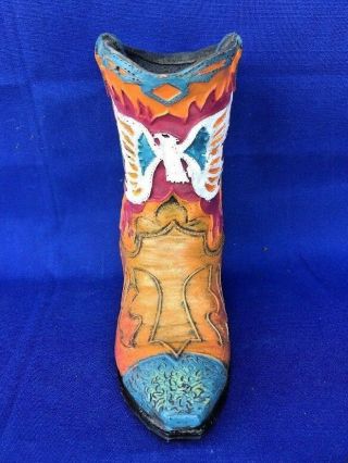 Vintage Southwest Phoenix Sun Rising Cowboy Boot 4/4 Unique & One Of Kind ❤️j8