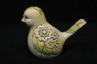 Jim Shore Bird Carved With Daisies Yellow Beige 6001093