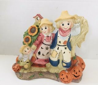 Partylite Halloween Autumn Fall Scarecrows/pumpkins Tealight Candle Holder Decor