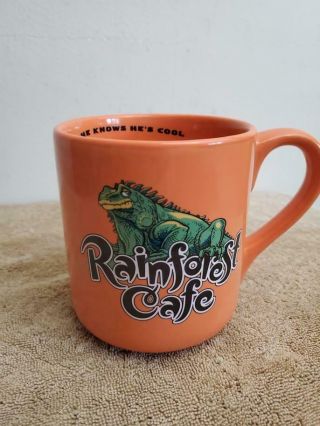 Rainforest Café Iggy Orange Large Coffee Mug Iguana 18oz