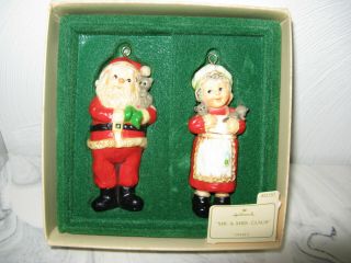 1981 Vintage Hallmark Mr.  & Mrs.  Claus Christmas Ornament Set Of 2 Santa