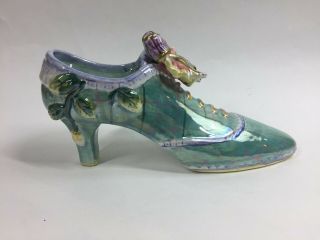 Vintage Luster Porcelain Shoe Slipper Lustre Planter Ornament 8 " Long