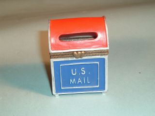 Vintage Us Mail Box Stamp Roll Dispenser Hinged Top Trinket Stamps Stash Box
