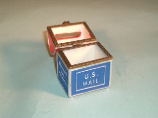 Vintage US Mail Box Stamp Roll Dispenser Hinged Top Trinket Stamps Stash Box 2