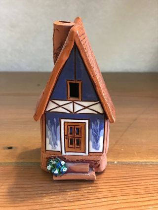 Blue And White House Ceramic Candle Holder,  In