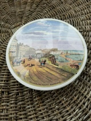 Antique Scenic Ceramic Pot Lid,  " Nelson Crescent Ramsgate "
