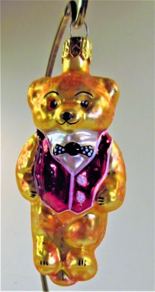 Christopher Radko Tiny Ted Ornament Teddy Bear Red Vest