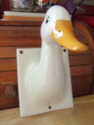 Vintage Ceramic Country Duck Apron Or Towel Holder
