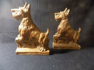 Vintage Syroco Wood Scottie Dog Scottish Terrier Book Ends