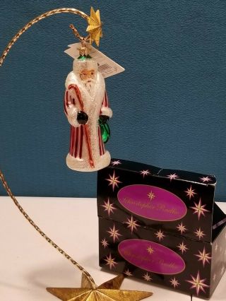 Christopher Radko Mini Russian Blown Glass Ornament Candy Cane Santa