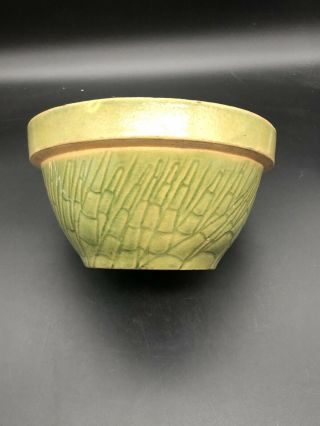 Vintage Antique Unmarked Green Glaze Crock Stoneware Mixing Bowl Farmhouse