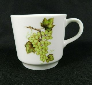Vintage Brand Coffee Cup White Porcelain Green Grapes