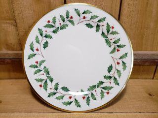 Lenox Holiday Dimension Dinner Plate 10 3/4 " Holly Berry Christmas Gold Trim