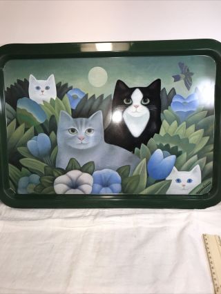 Martin Leman 19” Rectangular Cats And The Moon Tray,  Made In Spain For Faroy Inc
