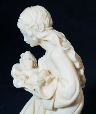 Vintage Art Deco Mother Holding Baby Figurine Sculpted Resin Flower Child Hair