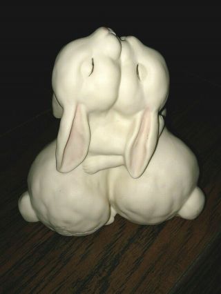 Life is Wonderful Homco Bisque Hugging Bunny Rabbits Figurine 2