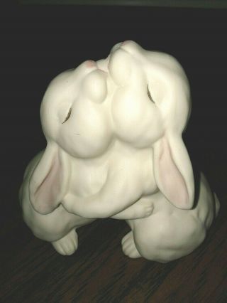 Life is Wonderful Homco Bisque Hugging Bunny Rabbits Figurine 3