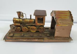 Vintage Copper Tin Metal Train Music Box “chattanooga Choo Choo” With Plaque