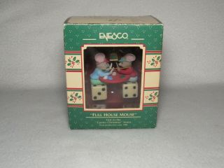 Full House Mouse 1990 Enesco Casino Christmas Series 1 Ornament 565016 - Mib