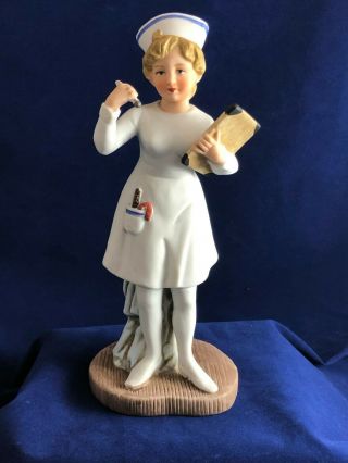 Vintage Geo.  Z Lefton Hand Painted Nurse Figurine 8.  5 " Tall