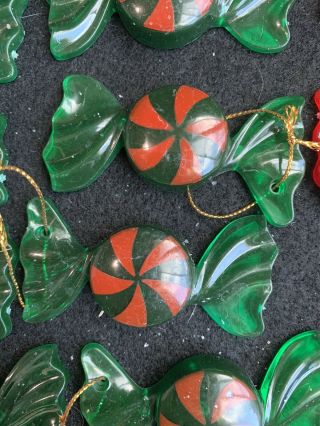 Peppermint Christmas Candy Ornaments 40 Pc Set white red green yellow vintage 3
