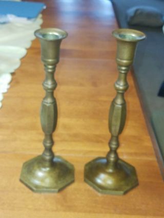 Antique Large Solid Brass Chinese China Candlesticks Candle Holders Heavy