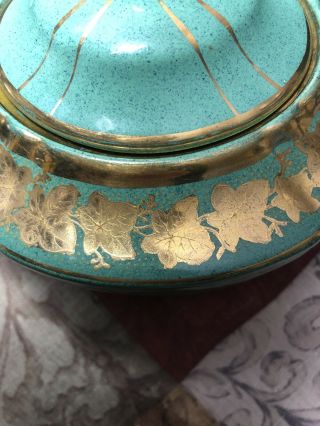 Vintage Hand Painted Teal Green/Gold Ceramic Tea Pot - Aladdin Style 3