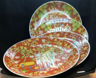 Rare Seymour Mann Flemish Tapestry Hunt Of Unicorn 4 Salad Plates Variety Design