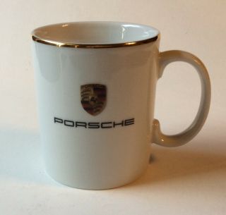 Porsche Crest Gold Rim Coffee Cup Mug Made In Germany