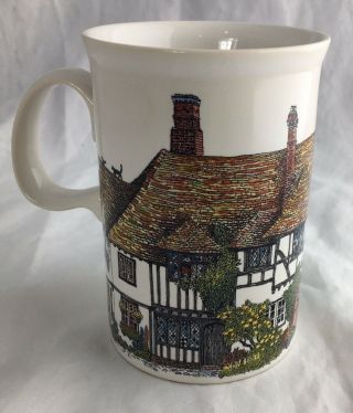 Dunoon Scotland Mug Cup Cottages Flowers Bone China Cat Dog Coffee Tea