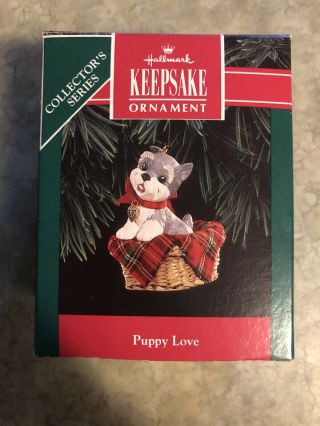 1992 Hallmark Puppy Love Series 2 Schnauzer Dog Christmas Ornament
