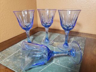 4 Fostoria Avon American Blue Goblets/glasses
